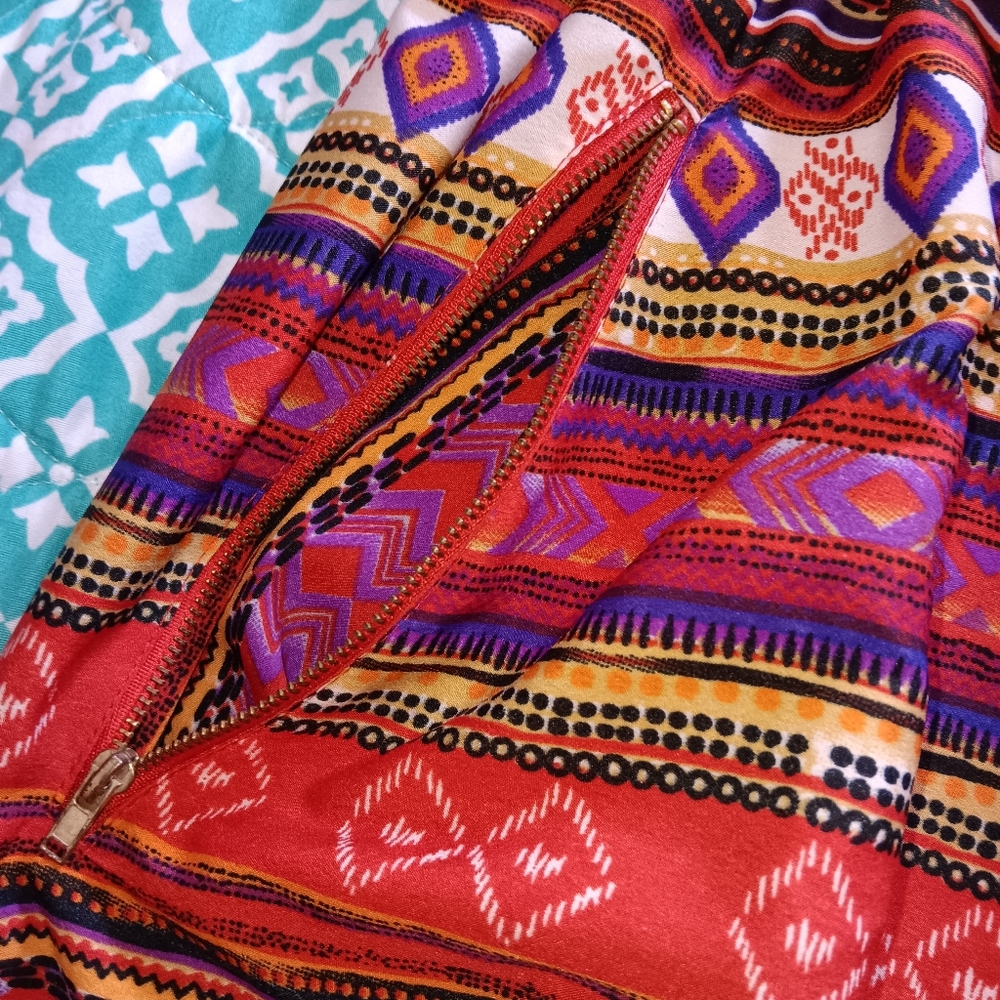 Speed Control ~ Boho Aztec Print Sleeveless Mini Dress M - Picture 6 of 11